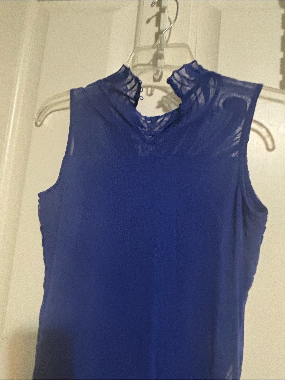INC International Concepts Royal Blue Sleeveless Embellished Mesh Top - Picture 4 of 11
